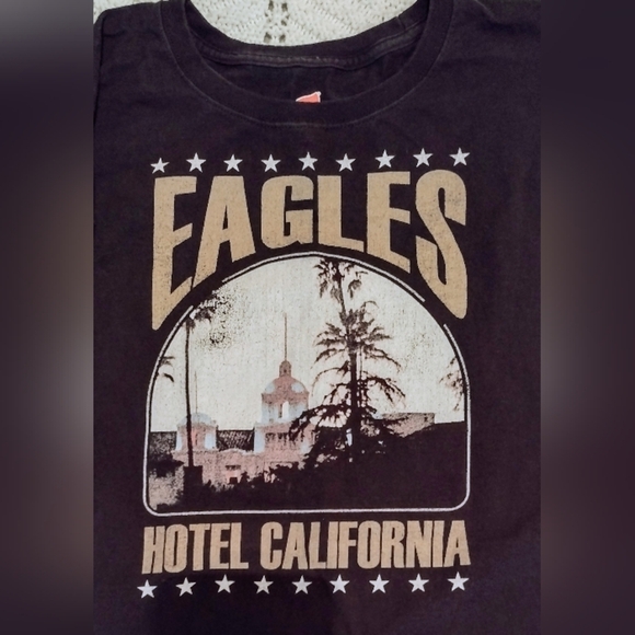 The Eagles Hotel California T Shirt Mens 2XL Y2K Hanes Vintage 90s Rock Black - Picture 2 of 4